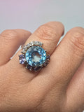 Natural Blue Topaz & Tanzanite Ring – S925 Silver