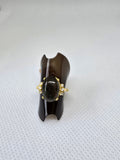 Natural Black Rutile Quartz Ring S925 Yellow Gold