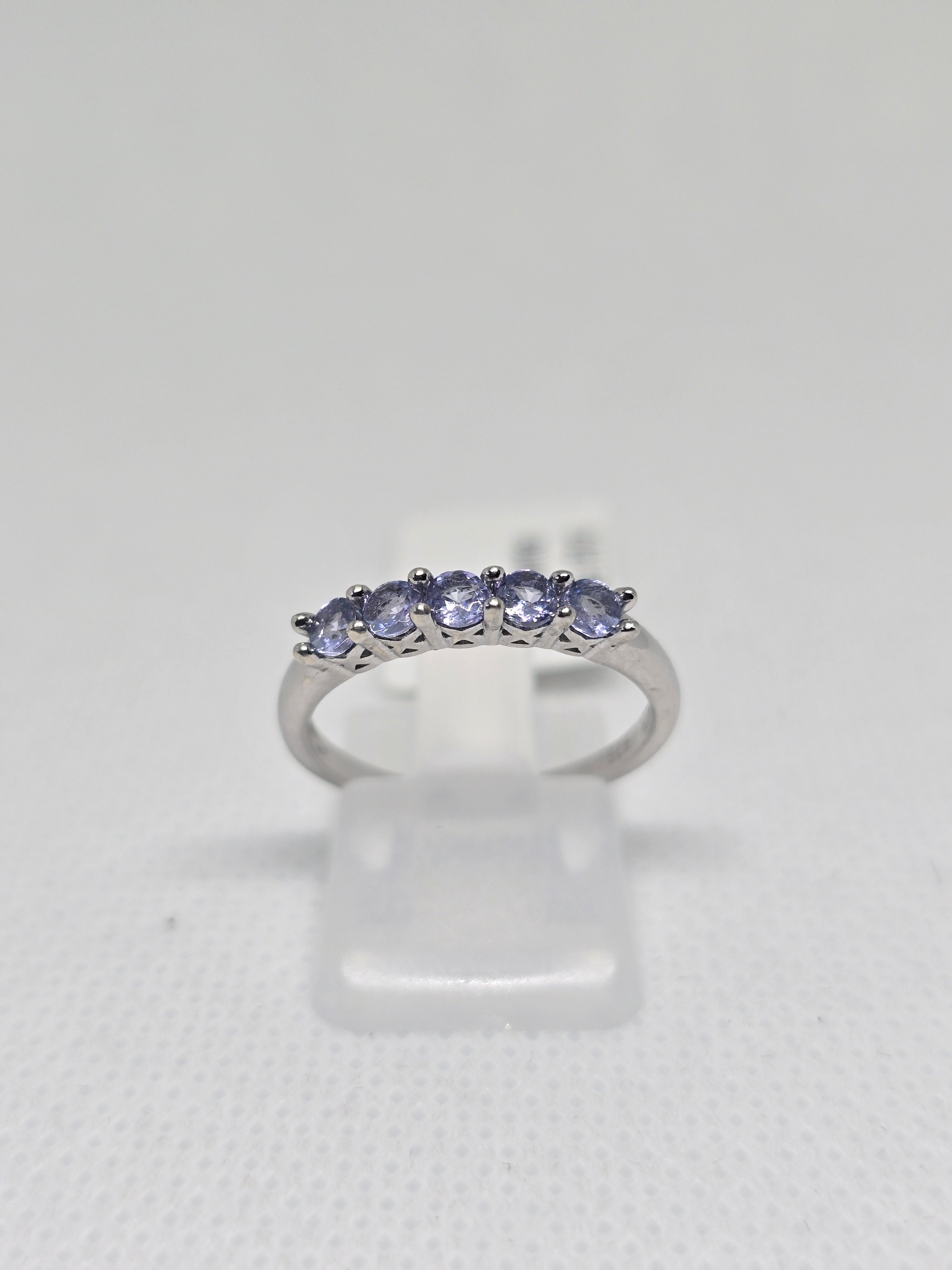 Tanzanite Five-Stone Eternity Band Ring in S925 Silver