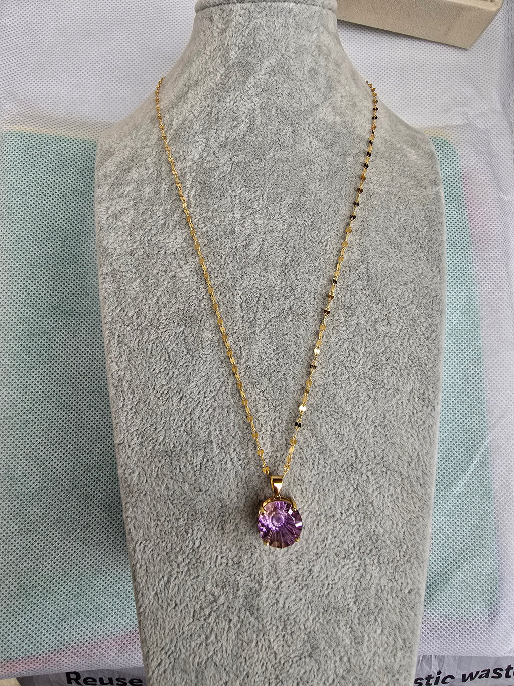 Ametrine Pendant Necklace | S925 Yellow Gold Plated | 18 Inch