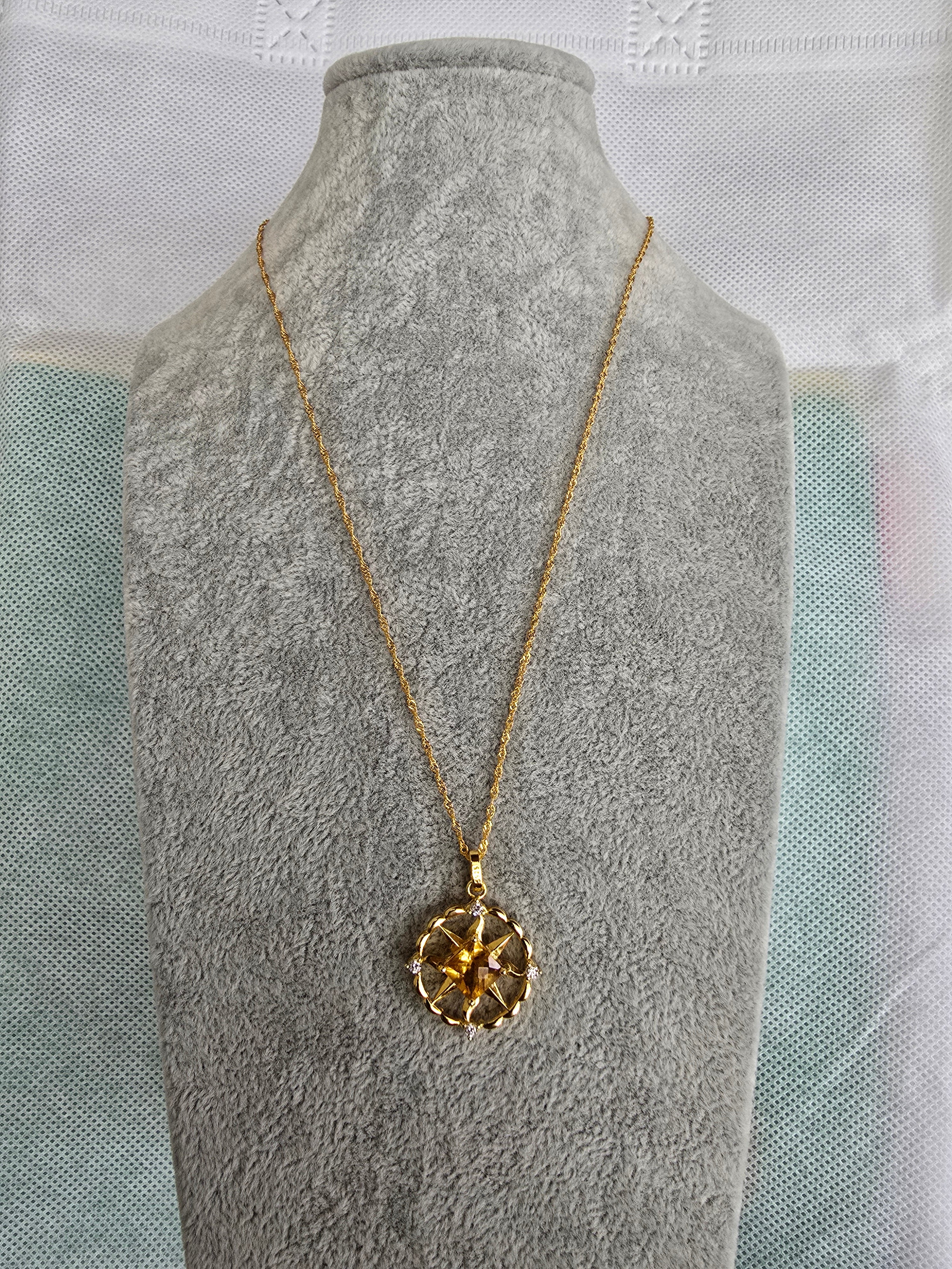 Natural Citrine Pendant – S925 Setting