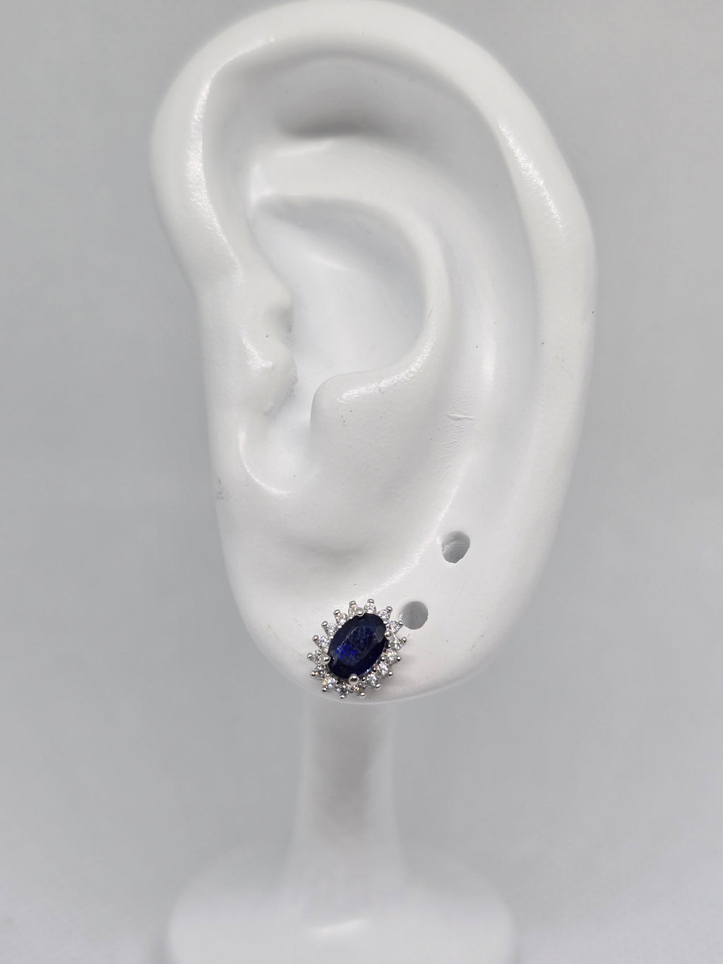 Natural Blue Sapphire Halo Stud Earrings – S925 Sterling Silver