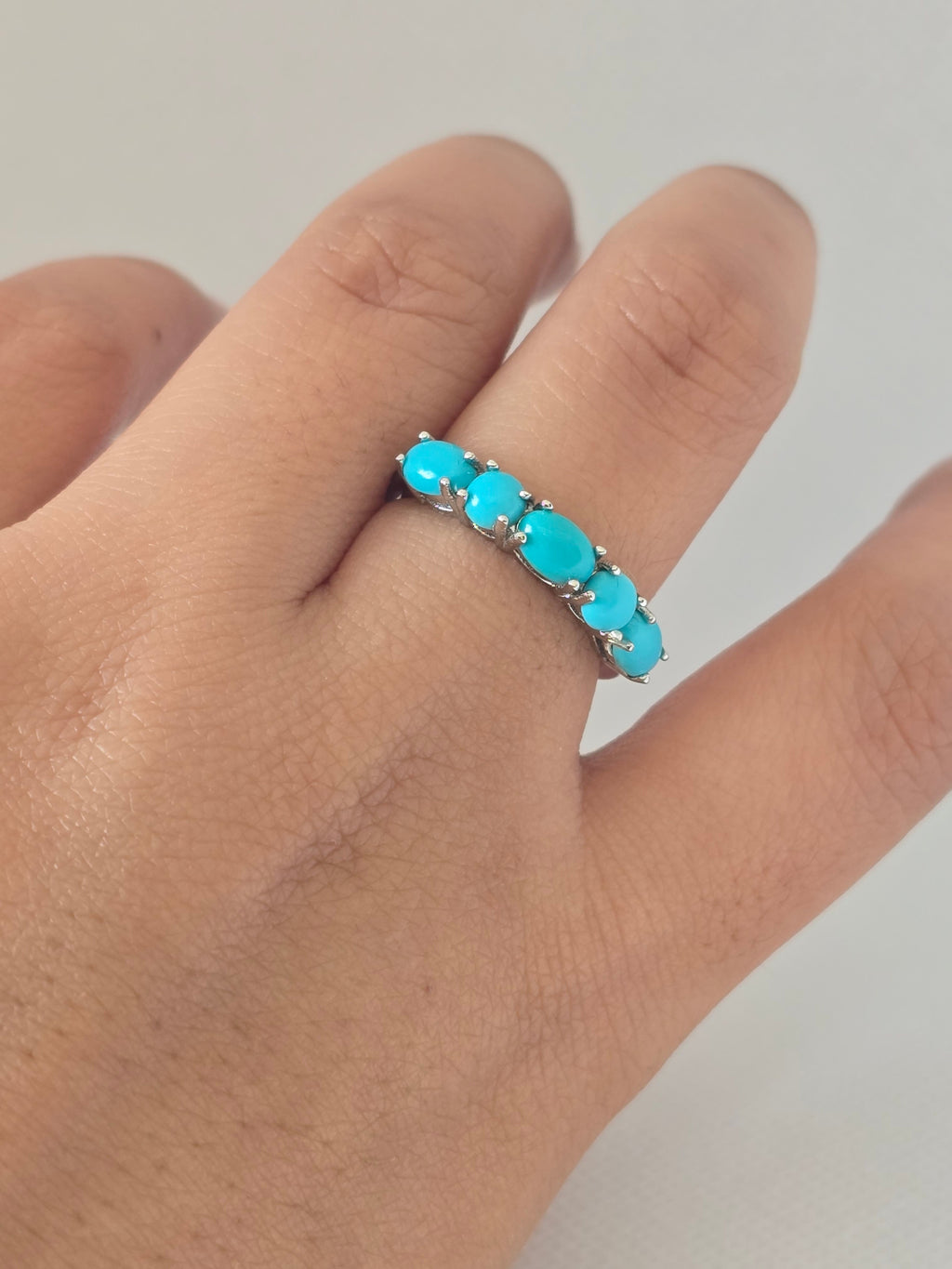 Turquoise Five-Stone Ring – S925 Sterling Silver