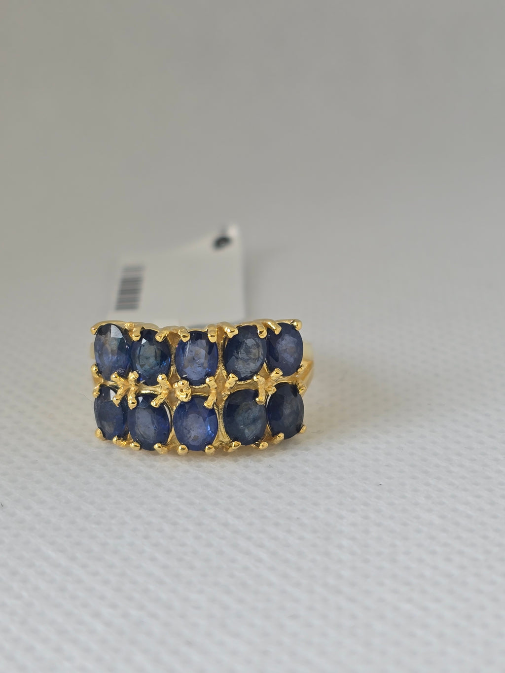 🌟 Stunning Deep Blue Sapphire Cluster Ring (S925 Gold Plated)