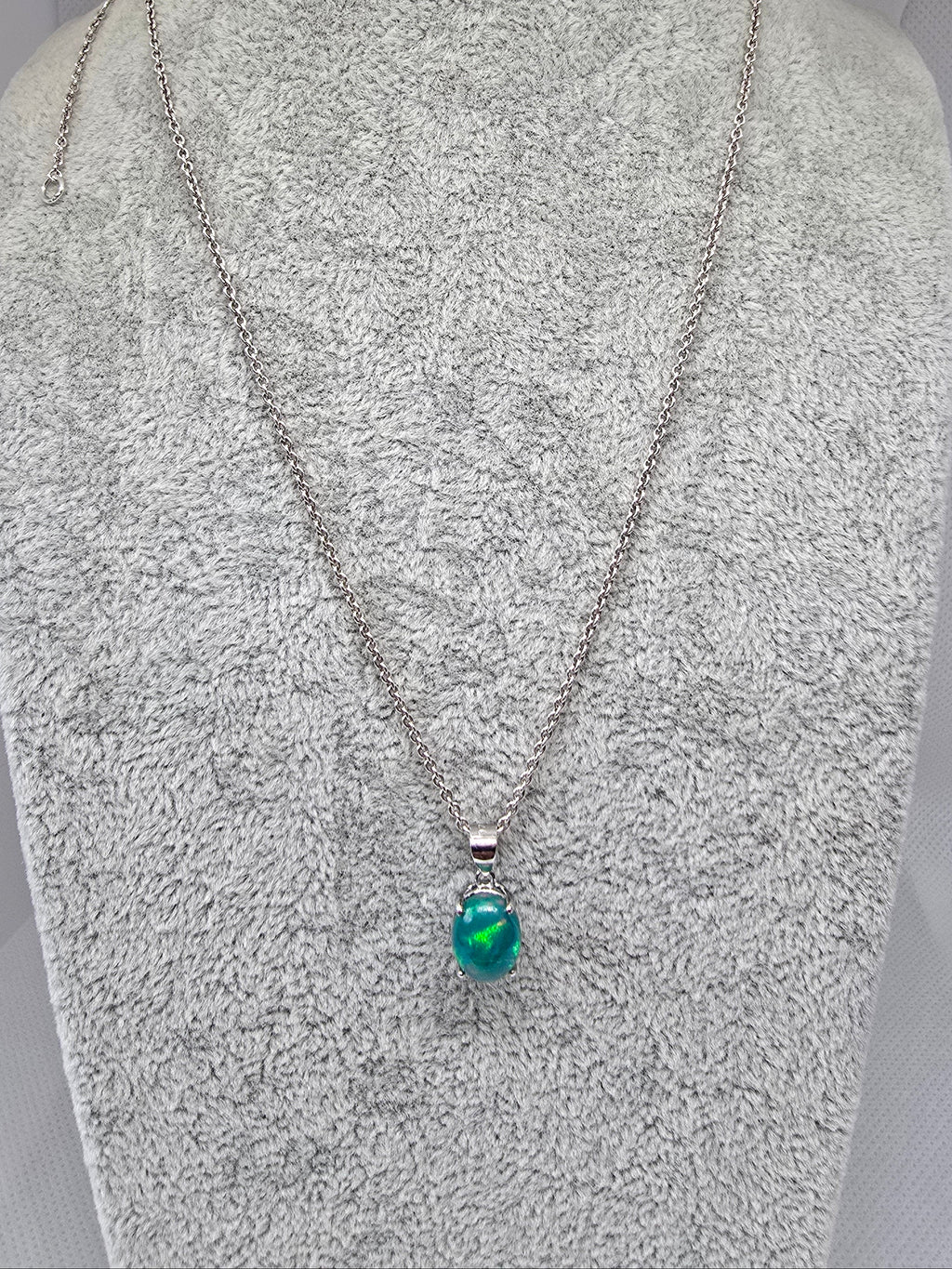 Natural Green Blue Opal Pendant — S925 Sterling Silver