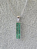 Natural Emerald Bar Pendant Necklace – S925 Sterling Silver