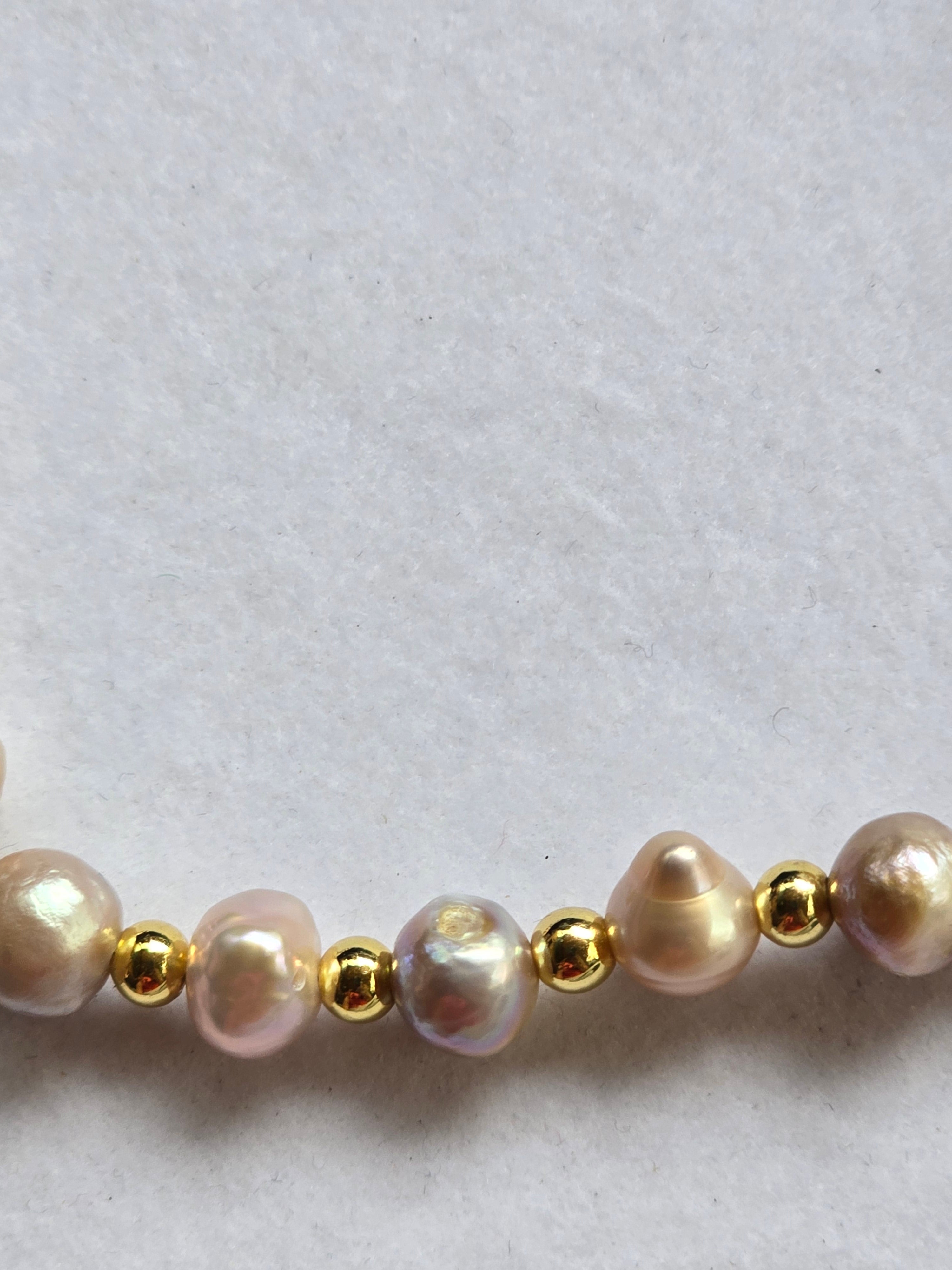 Real Pink Baroque Freshwater Pearl Bracelet | 7.5–10 Inch