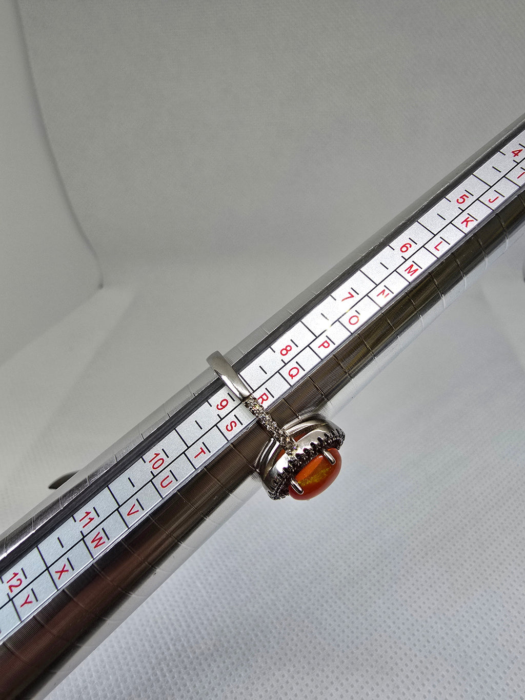 Natural Orange Fire Opal & Ruby Ring S925