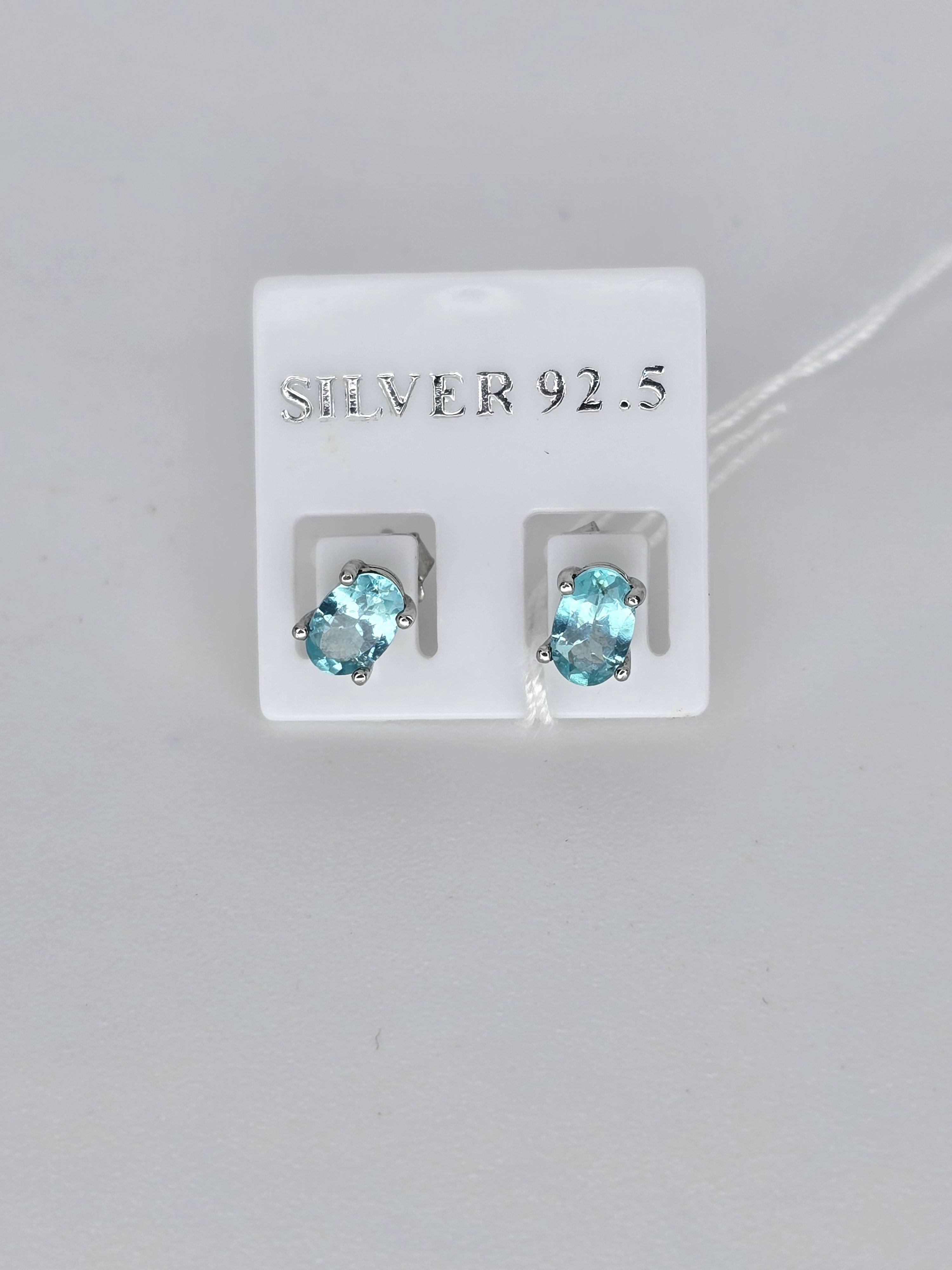 Blue Sapphire Sterling Silver Stud Earrings