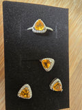 Natural Citrine Trillion Cut Jewellery Set – Ring, Pendant & Earrings | S925 Silver