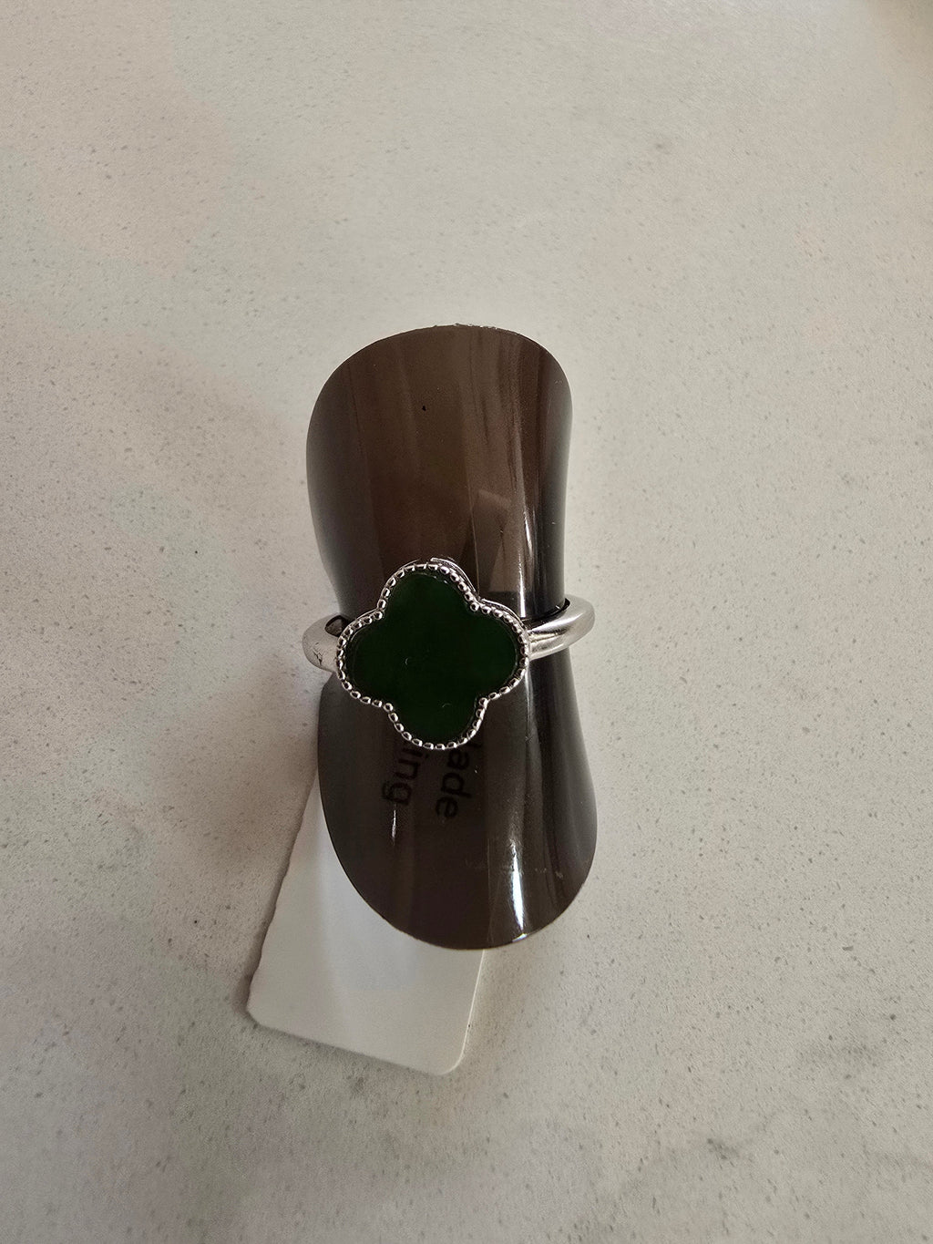 Jade Clover Ring – S925 Silver Adjustable