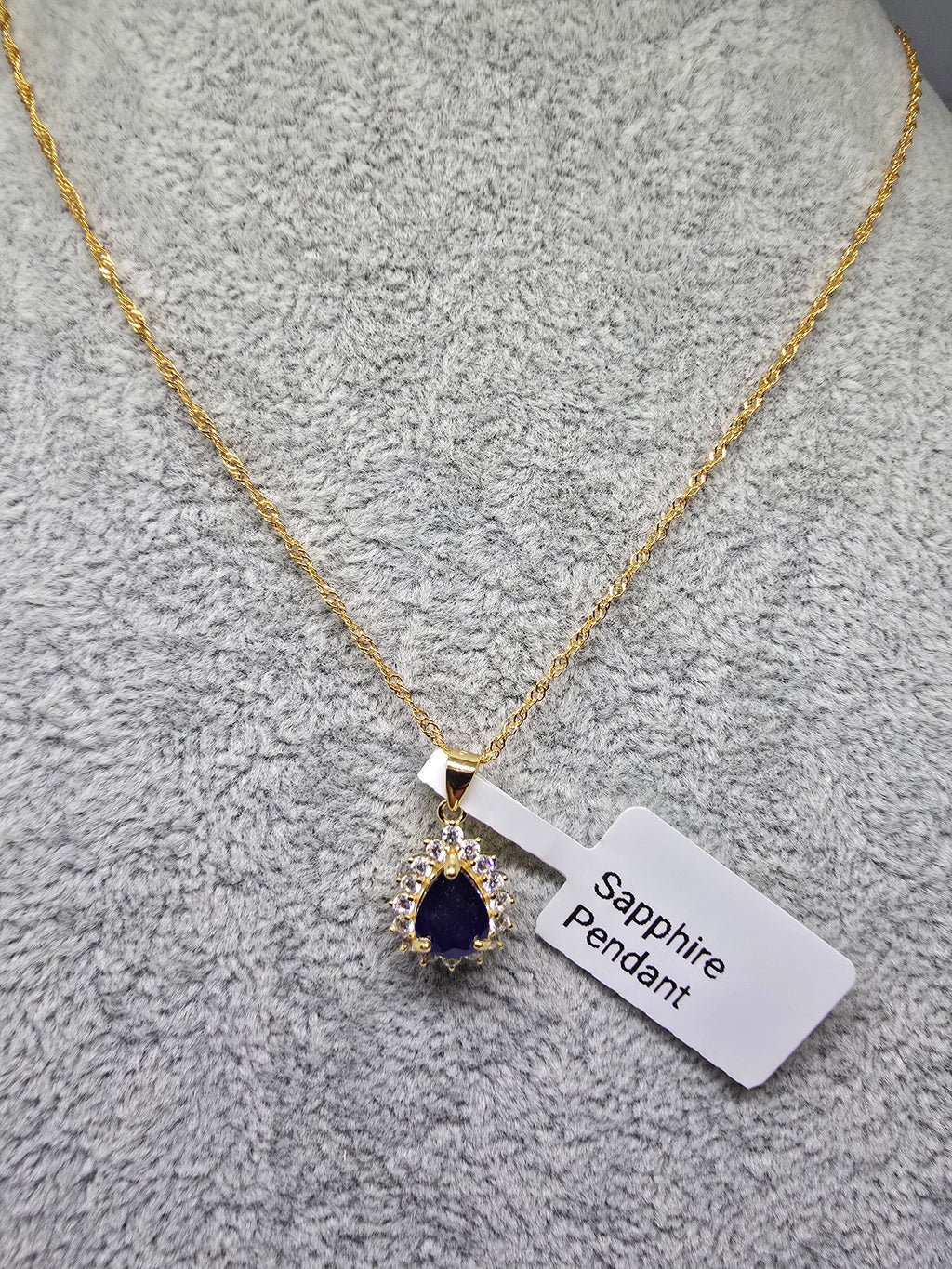 Natural Sapphire Pear Pendant